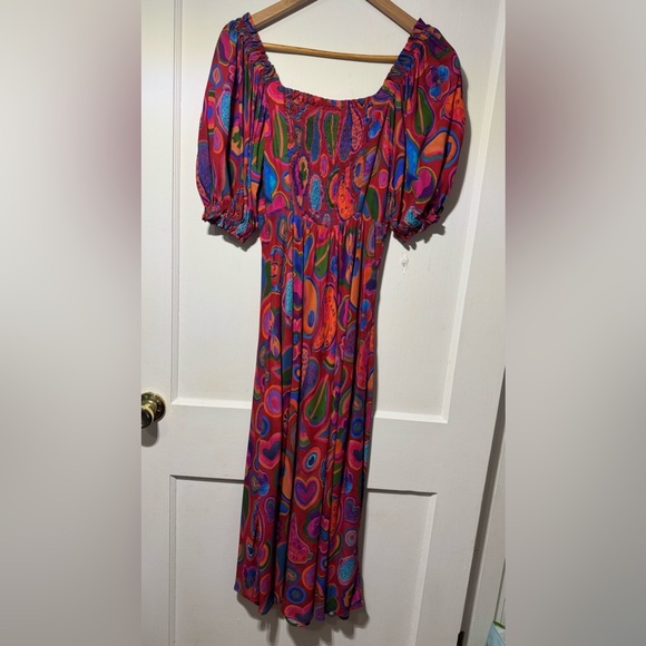 NEW!!! Farm Rio Red Lisa Midi Dress Size XS - Picture 9 of 12